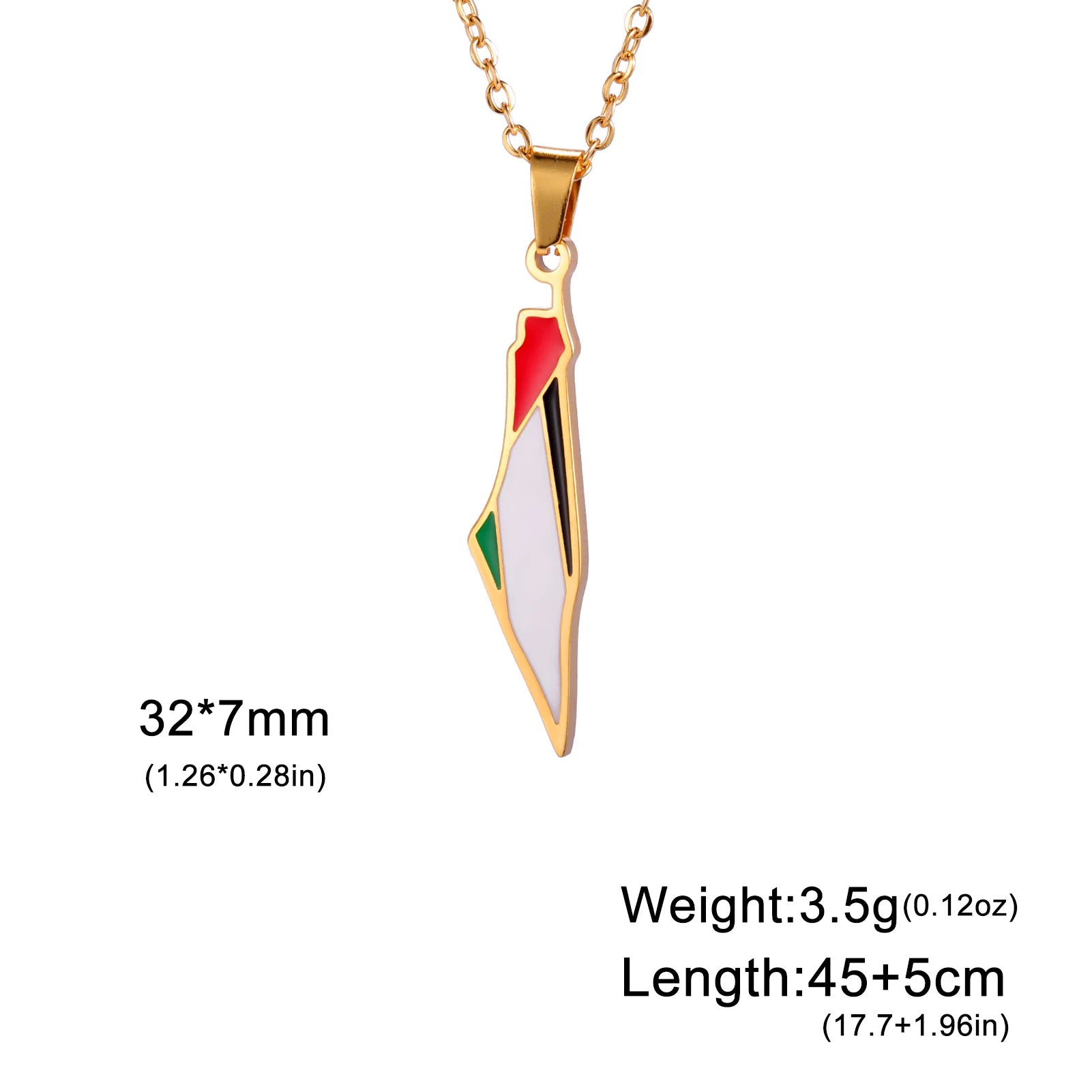 Palestine Flag Map Enamel Pendant Necklace for Women Men Stainless