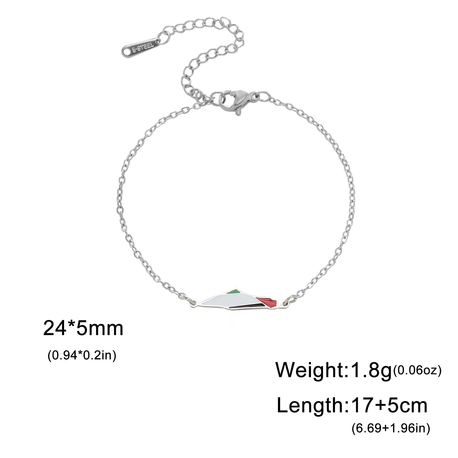 Stainless steel Palestine silhouette bracelet